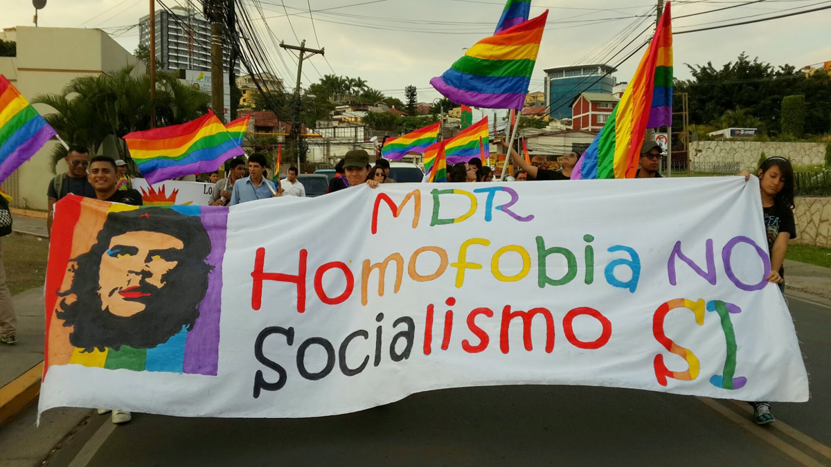 Demonstration der Widerstandsbewegung MDR - Homophobie nein, Sozialismus Ja