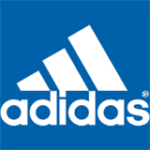 Logo von Adidas in weiß auf blau