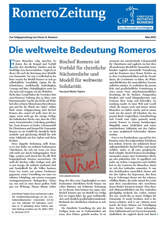 CIR-Cover Romero-Zeitung- 2015