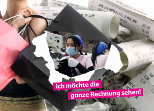 Cover der Aktionspostkarte 'Ich möchte die ganze Rechnung sehen' zum Nachhalen bei Modemarken