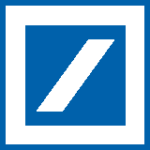 Logo der Deutschen Bank in weiß auf blau