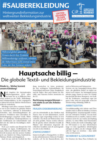 Faltblatt: #SAUBEREKLEIDUNG Hauptsache billig - Download