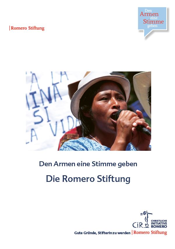 Cover der Broschüre zur Romero Stiftung