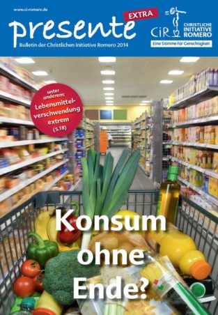 Cover der presente extra Konsum ohne Ende? Ein voller Einkaufswagen in einem Supermarktgang