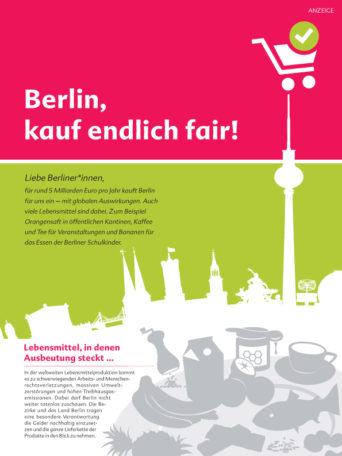 Cover des Infoflyers "Berlin, handel endlich fair!"