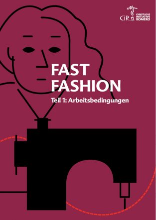 Cover des Dossiers Fast Fashion mit Illustriation einer Näherin