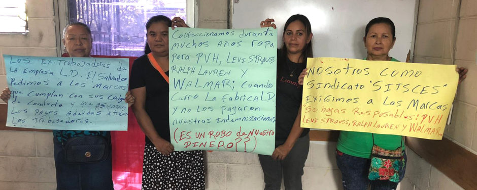 Seit nunmehr eindreiviertel Jahren warten 824 Arbeiter*innen in El Salvador auf ihre Abfindung, nachdem sie urplötzlich entlassen worden waren. Unterstützen Sie sie jetzt mit einer Protestmail an die verantwortlichen Marken!