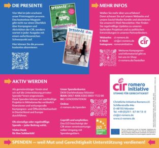 Selbstdarstellungsflyer der Romero Initiative (CIR) – Bild 3