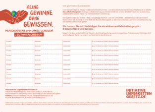 Unterschriftenliste: Rettet das Lieferkettengesetz