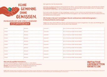 Unterschriftenliste: Rettet das Lieferkettengesetz
