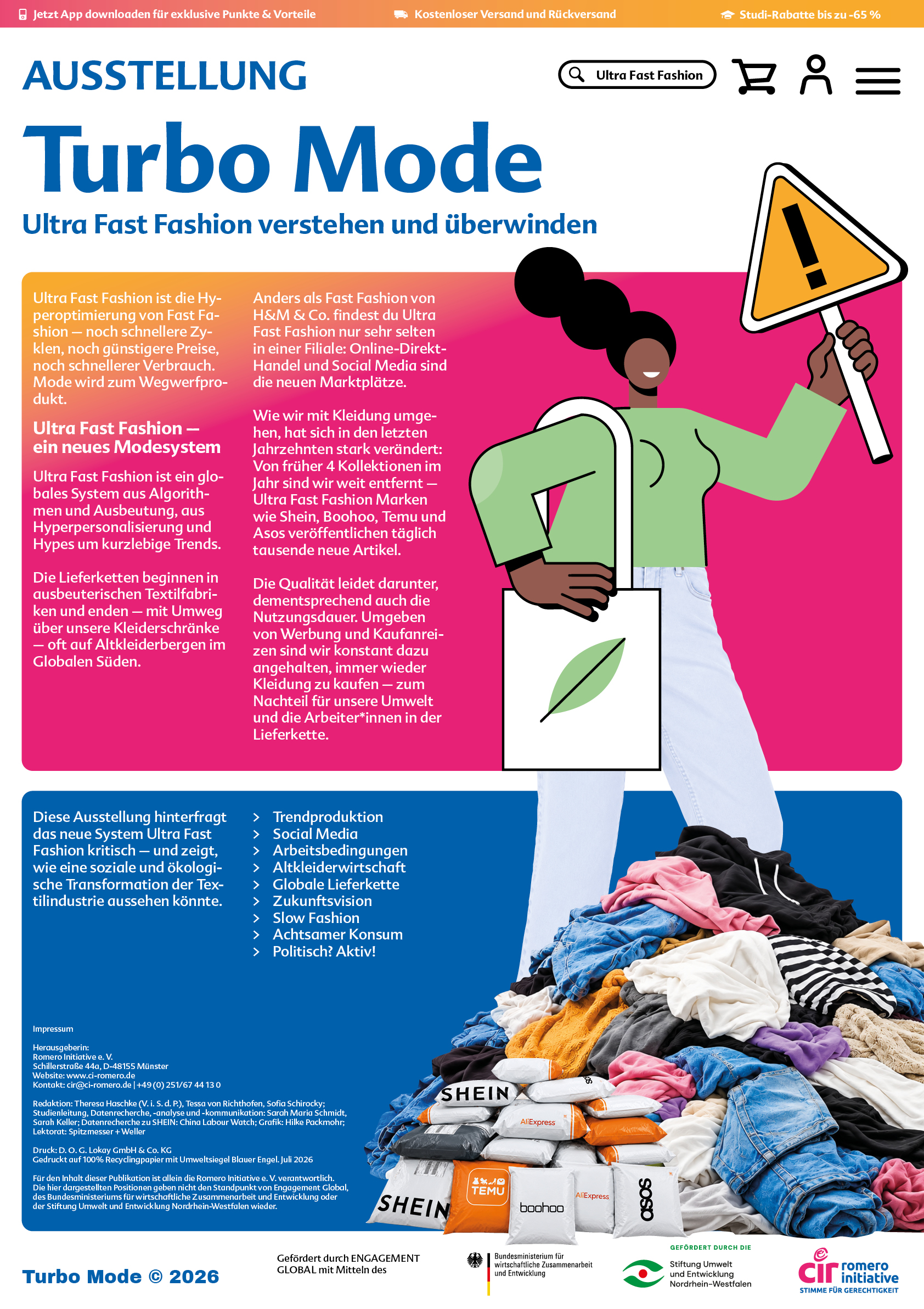 Poster-Ausstellung: „Turbo Mode: Ultra Fast Fashion verstehen und überwinden“
