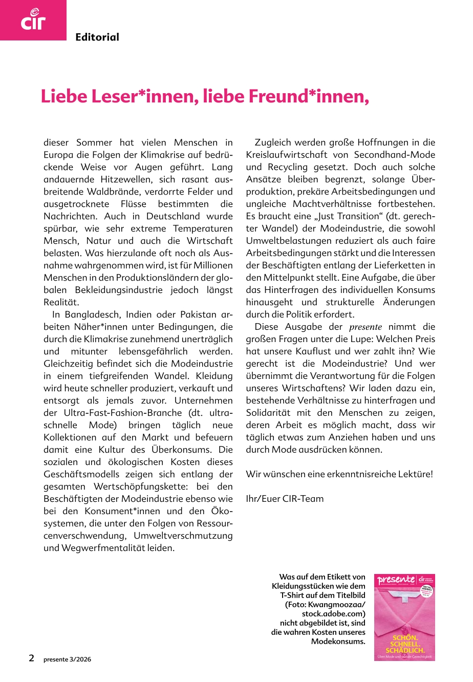 presente 2026-3: Schön. Schnell. Schädlich. Über Mode und soziale Gerechtigkeit. – Bild 3